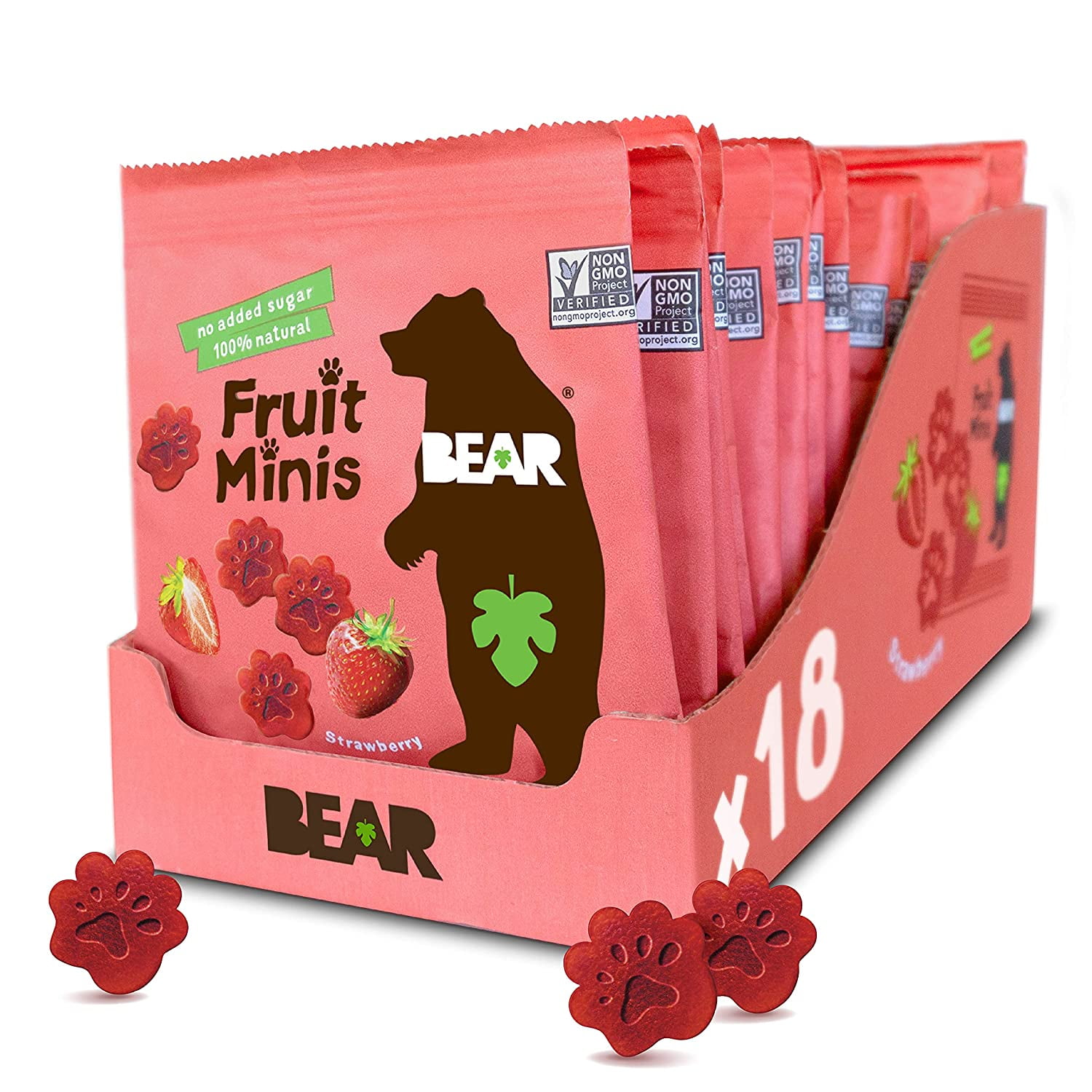 BEAR Fruit Snack Minis, Bite Sized Snacks for Kids, Gluten Free, Vegan