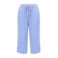 thumbnail image 7 of DDAPJ pyju Women's Wide Leg Capri Pants High Waisted Striped Palazzo Pants Summer Casual Beach Capris with Pockets Light Blue M, 7 of 7