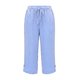 thumbnail image 5 of Capris a Rayas para Mujer con Cintura Ajustable con Cordón, Shorts de Cintura Alta, Abertura Lateral, Botón, Pierna Recta, Shorts con Bolsillos, Azul Claro, XL, 5 of 5