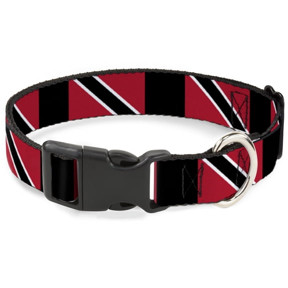 Buckle-Down Pet Collar, Dog Collar Plastic Buckle, Trinidad Tobago Flags Black Block, 7 to 8.5 Inches 0.5 Inch Wide