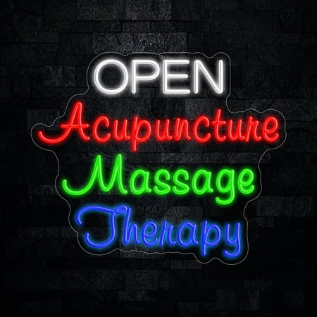 Acupuncture Massage Therapy Open LED Neon Sign 24"L x 20"H #25041