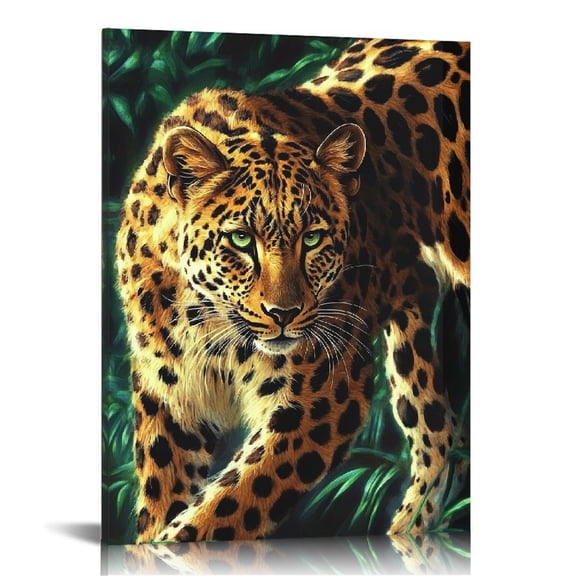 Patifu Leopard Forest Digital Painting Canvas Print Wall Art for Living Room, Bedroom, Office Home Decor 12x16 in