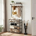 thumbnail image 1 of Entryway Standing Coat Rack with 5-Tier Storage Shelf, 3-in-1 Multi-Function Storage Organizer Shoe Rack Shelf for 12-16 Pairs, 1 of 8