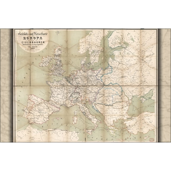 24"x36" Gallery Poster, map of europe 1866 in german
