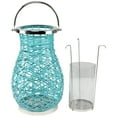 thumbnail image 4 of Northlight Woven Iron Pillar Candle Lantern with Glass Hurricane - 16.25" - Turquoise Blue, 4 of 8