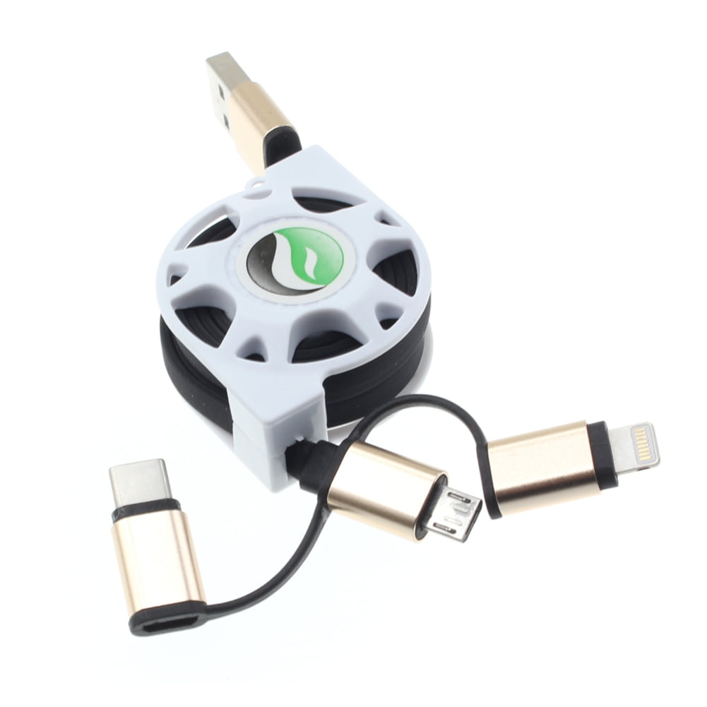 Retractable USB Cable Charger Power Cord 3-in-1 D9R for iPhone 8 PLUS 7