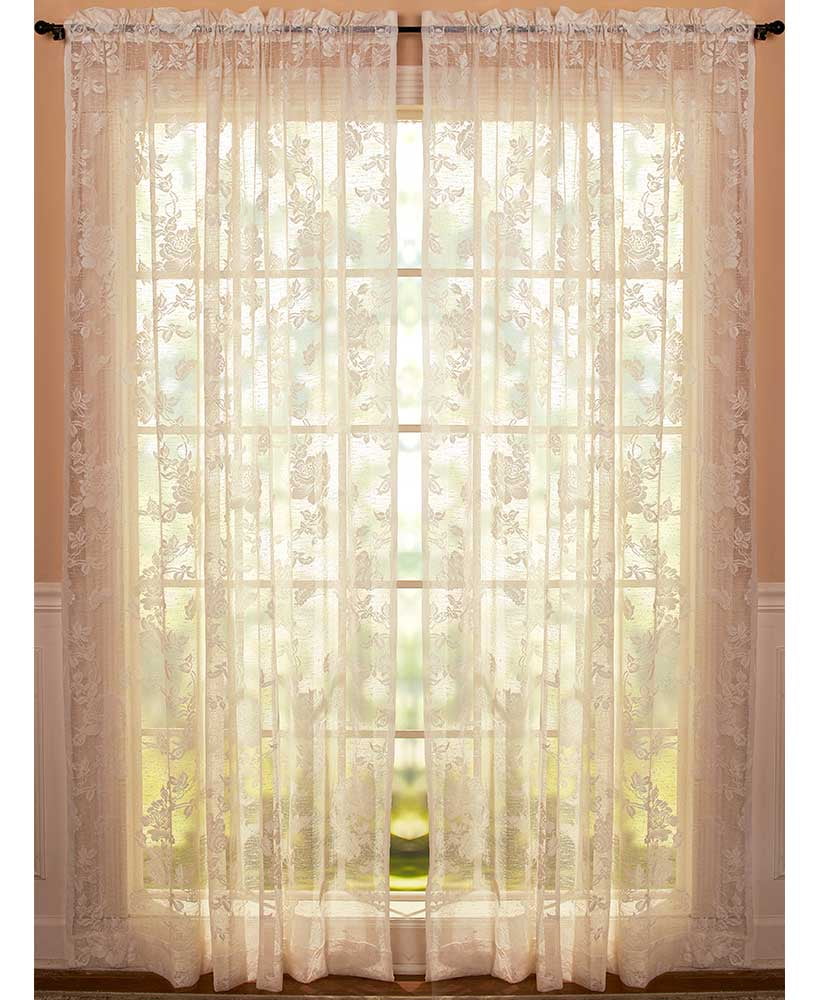 Abbey Rose Vintage Lace CurtainIvory 63in Panel