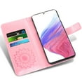 thumbnail image 5 of Compatible with Samsung Galaxy A53 5G Wallet Phone Case and Tempered Glass Screen Protector Flip Credit Card Holder Stand Mandala Flower Cell Cover for A 53 G5 53A SM A536U 6.5" 2022 Women Men Pink, 5 of 8