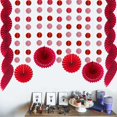 thumbnail image 4 of Red Party Decor 3D Paper Fan Flower Party Banner Circle Dots Garland Hanging Paper Polka Dot Streamer for Wedding Anniversary Bachelorette Birthday Valentines Hen Party Supplies, 4 of 6