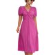 thumbnail image 1 of Vestido de mujer con nudo torcido, cuello en V, manga corta abombada, dobladillo suelto, vestido largo informal para uso diario, 1 of 6