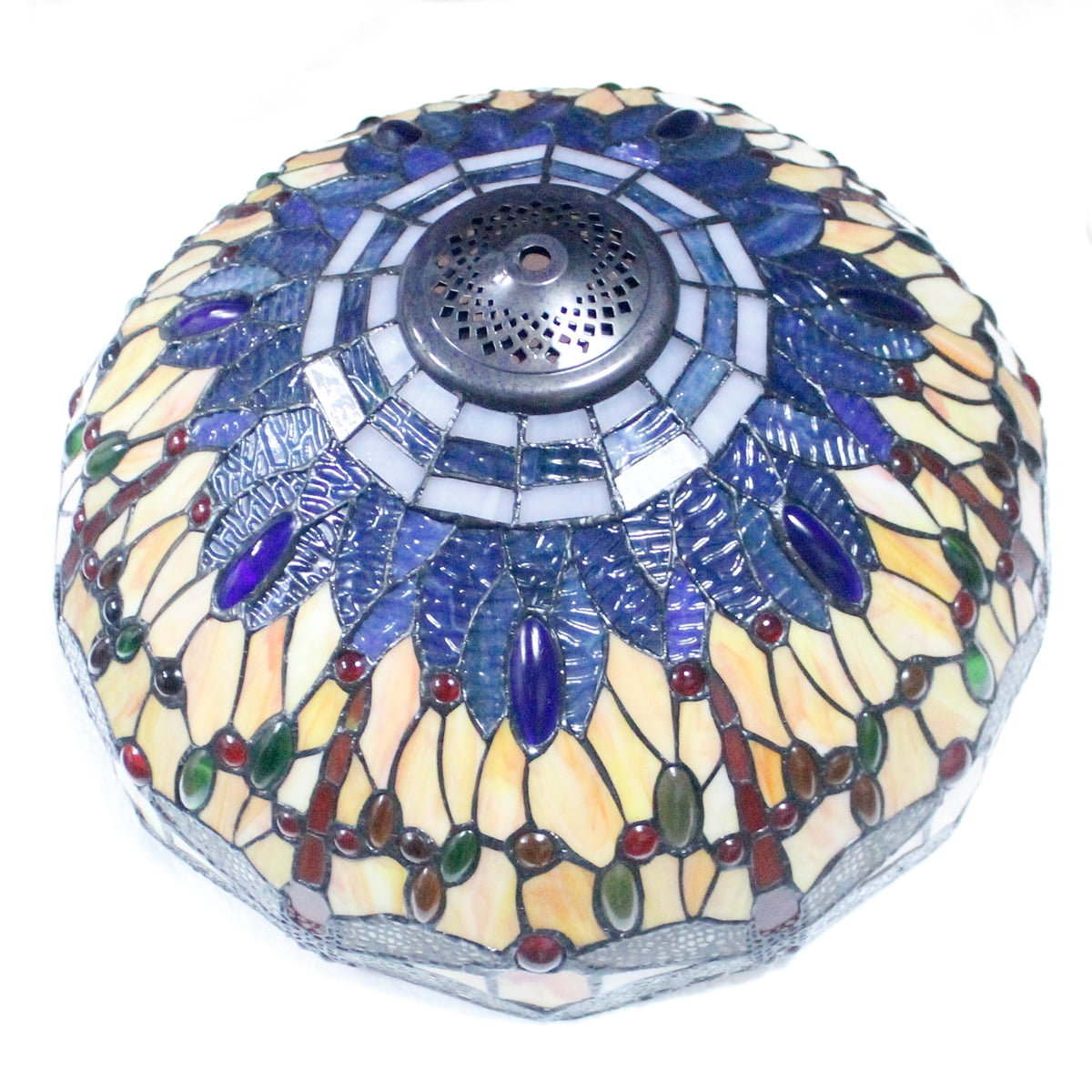 Tiffany Style Table Lamp W16H24 Inch Orange Blue Stained Glass Crystal Bead Dragonfly Shade S168 LAMPS Kids Living Room Bedroom Coffee Bar Desk Bedside Reading Light Antique Art Crafts Gift