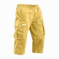 thumbnail image 4 of Zimjoy Cargo Shorts for Men Loose Fit Stretch Lightweight Elastic Waist Below The Knee Bermuda Casual Outdoor Work Shorts with Pockets Yellow M, 4 of 6