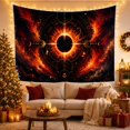 thumbnail image 3 of Eclipse Halo in Cosmic Nebula with Fiery Flames, Mystical Celestial for Space Lovers, Astrological Chart Art, Housewarming Gift Tapestry Wall Hanging for Bedroom and Living Room, 3 of 7