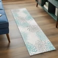 thumbnail image 4 of Floral Pattern Washable Runner Rugs 2'x6', Outline White Indigo Chrysanthemum Graphic Low Pile Throw Entryway Rug Non-Slip Sturdy Edge Binding Carpet for Indoor Bedside Entrance Bedside, 4 of 9