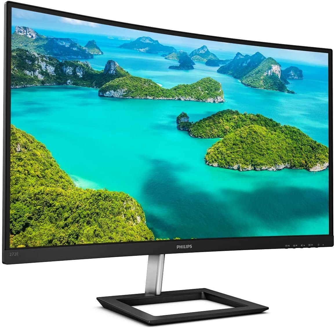 Philips 272E1CA 27&quot; Curved Frameless Monitor, Full HD 1080P, 100% sRGB, Adaptive-Sync, Speakers, VESA, 4Yr Advance Replacement Warranty