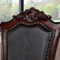 thumbnail image 4 of Traditional Dining Room Furniture 9pc Set Brown Cherry Dining Table w Leaves 2x Arm Chairs 6x Side Chairs Black Leatherette Seat, 4 of 10