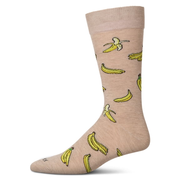 MeMoi Men's Bananas Rayon From Bamboo Crew Socks - Mens - Male, 10-13, Hemp Heather