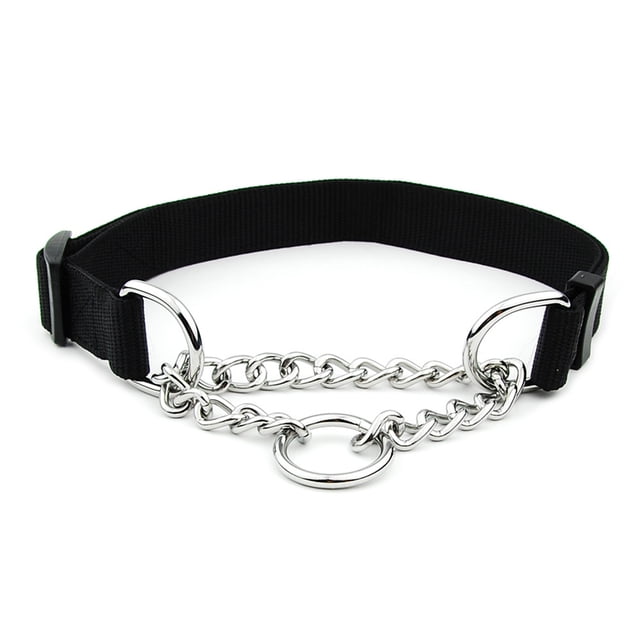 Collier en Métal pour Animaux de Compagnie Lavable Robuste Réglable Randonnée en Plein Air Jouer Animaux de Compagnie Remorquage Choker Accessoires Nylon Noir