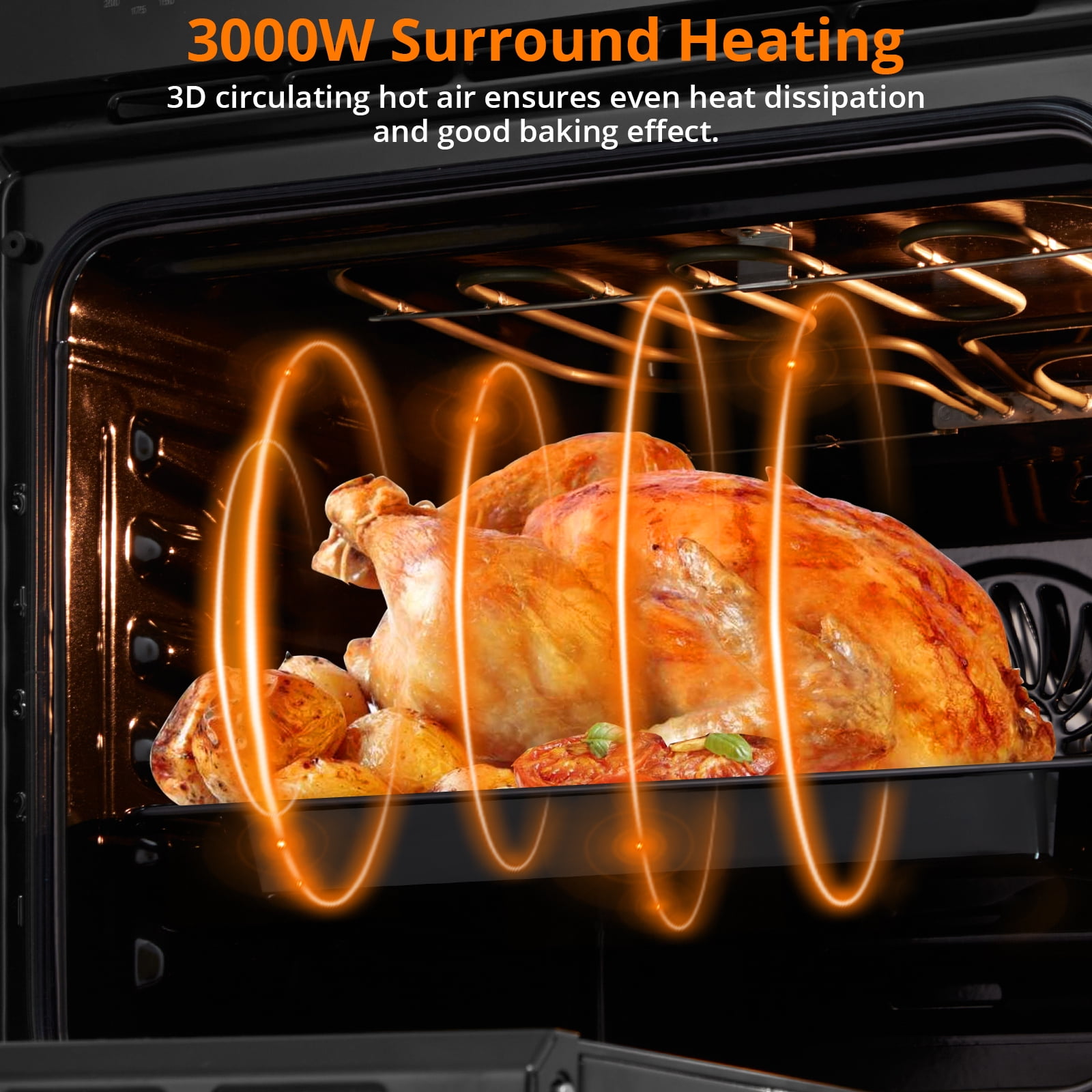 24" Built-In Electric Oven, Stainless Steel Single Wall Oven, 2.5Cu.Ft Convection Oven with Touch Screen and 3-Layer Insulated Glass Door - 240V 3000W Power for Fast Cooking, Black