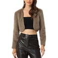 thumbnail image 1 of INSPIRE CHIC Boléro Formel pour Femme, CHIC de Soirée, Veste Boléro en Fausse Fourrure, TP, Kaki Foncé, 1 of 6