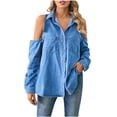 thumbnail image 2 of Homenesgenics Denim Jackets for Women Plus Size Women's Fashion Color Lapel Look Slimmer Sleeve Denim Jacket Blue XL, 2 of 6