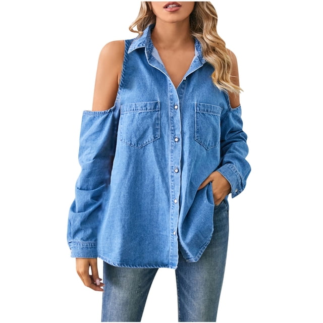 Birdeem Veste en Denim pour Femmes, Mode, Col à Revers Coloré, Manches Amincissantes