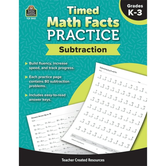Teacher Created Resources® Timed Math Facts Practice: Subtraction Workbook