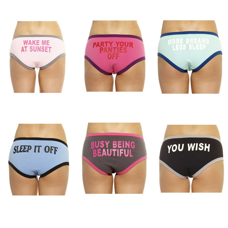 Just Intimates Cotton Panties / Boyleg Underwear (Pack of 6) (4, 6 Pack  With Sayings on Back) - Walmart.com