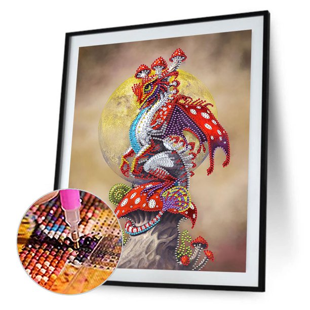 Cuadros Decorativos Pintura de diamante de pterosaurio de seta roja DIY taladro parcial de forma especial (KA462) Tmvgtek embutido en tela