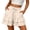 43Beige243, variant on CAIVO Women Casual Summer Shorts With Ruffle Layered Pockets Loose Fit Elastic Waist Beach Shorts For Travel Daily Wear Breathable Outdoor Work Solid Color Bottoms