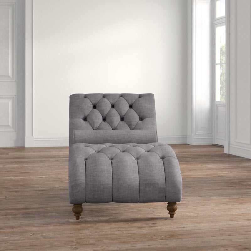 Rosevera Teofila Tufted Chaise Lounge Chair, Charcoal