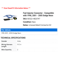 thumbnail image 2 of Fuel Injector Connector - Compatible with 1998, 2001 - 2005 Dodge Neon 2002 2003 2004, 2 of 2