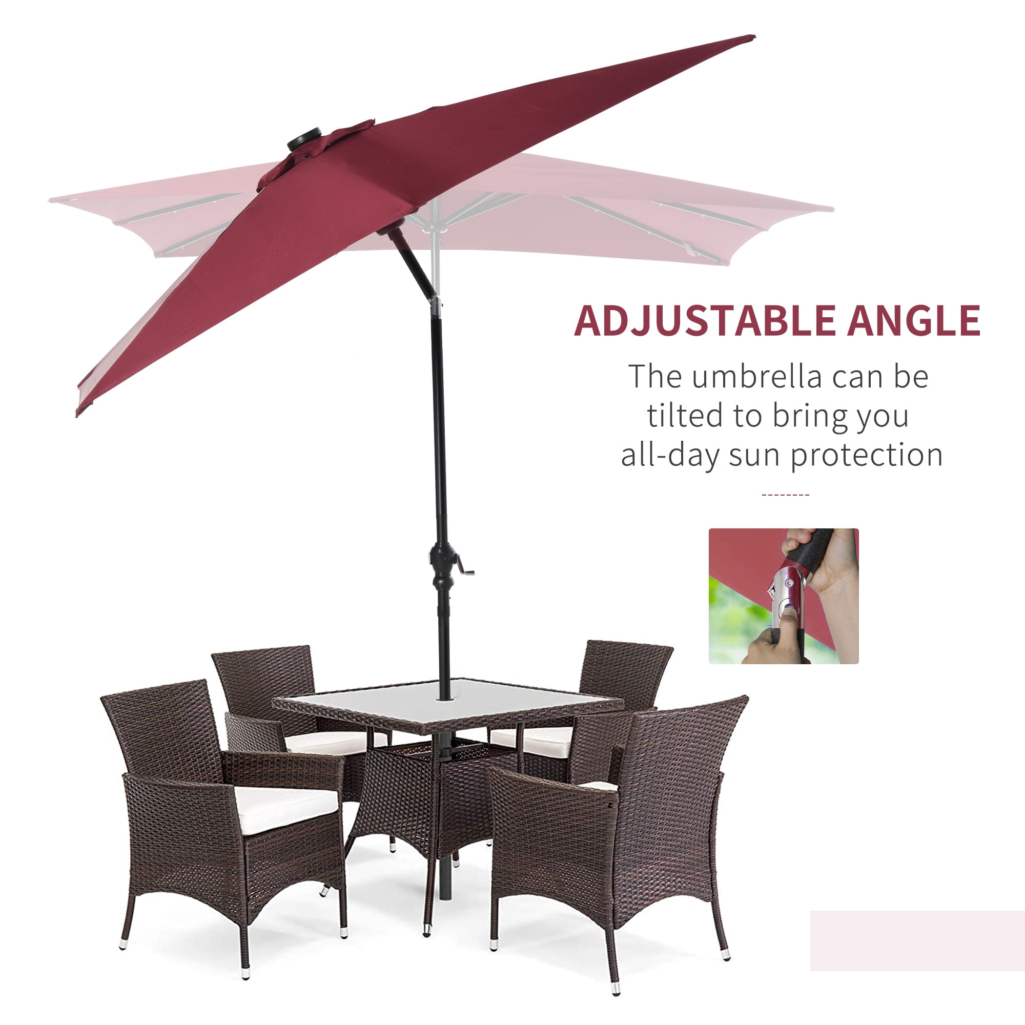 Ambifirner 8 x 8FT Cantilever Patio Umbrella - Square Offset Umbrella Outdoor Market Hanging Umbrella with 360° Rotation, 5 Adjustable Tilt Angles for Deck, Lawn, Backyard, and Pool - Red