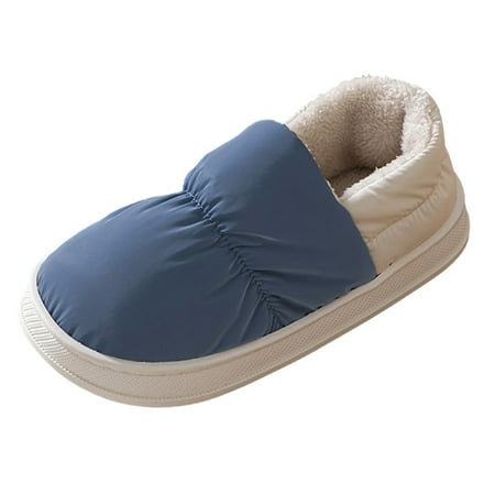 

GNEIKDEING Men Slippers Autumn And Winter Indoor Comfortable Velvet Warm Thick Bottom Colorblock Gift on Clearance