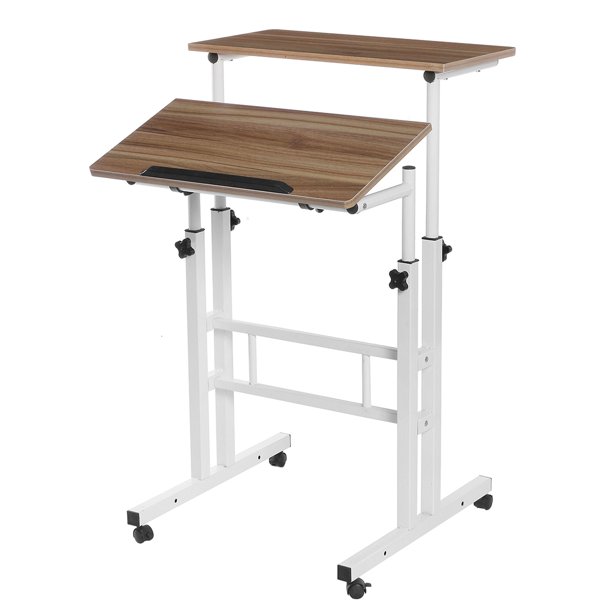 2 Tier Computer Laptop Mobile Standing Desk, Multifunctional StandUp