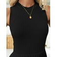 thumbnail image 5 of Yesfashion Women's Sleeveless Pleated Dress Ruffle Hem Crew Neck Tank Knitted Elegant Midi Dresses, 5 of 8