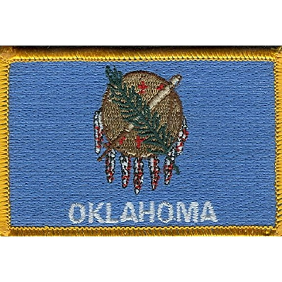 LOT OF 25!! Oklahoma Patch 3.50" x 2.25", State of Oklahoma Embroidered Iron On or Sew On Flag Patch Emblem