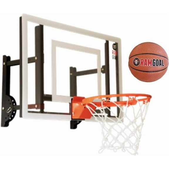 Wall Mounted Indoor Adjustable Mini Basketball Hoop with Ball | 24" Shatter Resistant Backboard with Professional Grade Breakaway Rim and Steel Reinforced Wall Mount Built for Slam Dunks