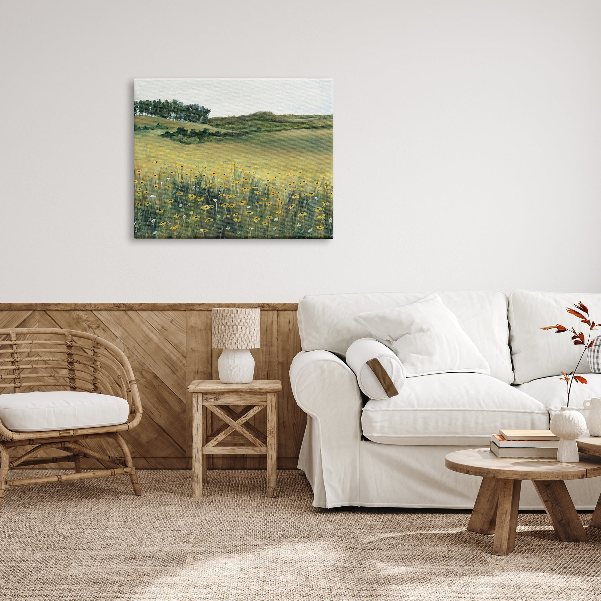 Stupell Industries Rural Daisy Meadow Nature Painting Gallery Wrapped Canvas Print Wall Art, 40 x 30