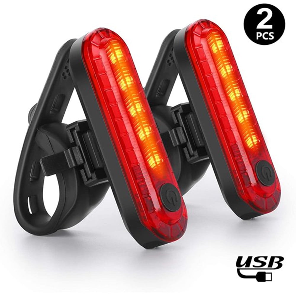 USB Rechargeable LED Bike Tail Light 2 Pack, Casewin Bright Bicycle Rear Cycling Safety Flashlight, 330mah Lithium Battery, 4 Light Mode Options, (2 USB Cables Included)