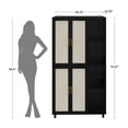 thumbnail image 3 of 70" Tall Accent Storage Cabinet, Modern Organizer Sideboard with Open Shelves, Doors, Adjustable Shelves, Pantry Storage Cabinet for Bathroom, Living Room, Kitchen, Dining Room, Entryway, Black, 3 of 9