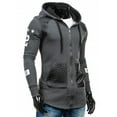 thumbnail image 5 of JLFKNG Mens Casual Lightweight Jacket Fashion Patchwork Leather Jacket Long Sleeve Zipper Up Hooded Jackets With Pockets Mid Length Comfy Mens Clothes, 5 of 7