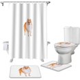 thumbnail image 2 of FMSHPON Dog Lover Decor 4 Piece Bathroom Set Shower Curtain Bath Rug Contour Mat and Toilet Lid Cover, 2 of 7