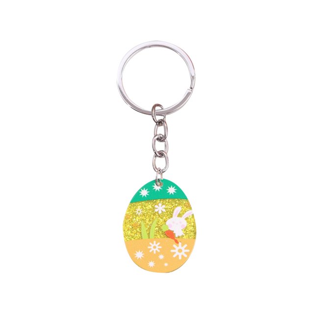 GUANGHONG Easter Egg Keychain Pendant Acrylic Colorful Flower Rabbit Keychain Cute Key Decoration Backpack Decoration for Gift