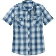 No Boundaries Men's Short Sleeve Snap Fr