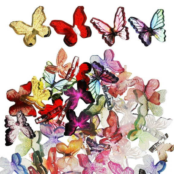 FRCOLOR Mini Resin Butterflies for Crafts Decorative Charms 50 Pieces Small Size