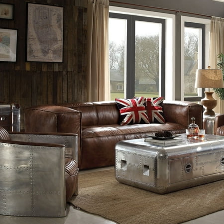 Acme Brancaster Retro Top Grain Leather Sofa Brown