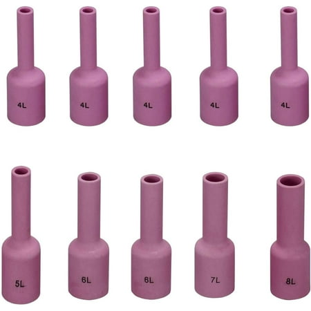 

TIG Gas Lens Ceramic Cup Long Assorted Size Kit 54N18L #4L(D6.5 x 76 mm) 54N17L #5L(D8 x 76 mm) 54N16L #6L(D9.5 x 76 mm) 54N15L #7L(D11 x76 mm) 54N14L #8L(D12.5 x76 mm) Fit SR DTA DB WP 17 18 26 10pk