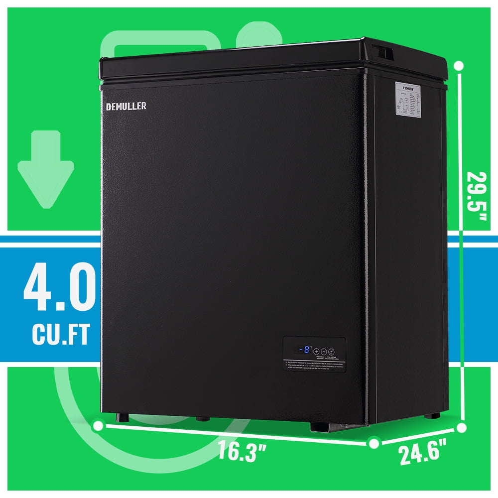 DEMULLER Deep Chest Freezer Small Freezer with Top Open Door Two Baskets Freestanding Black