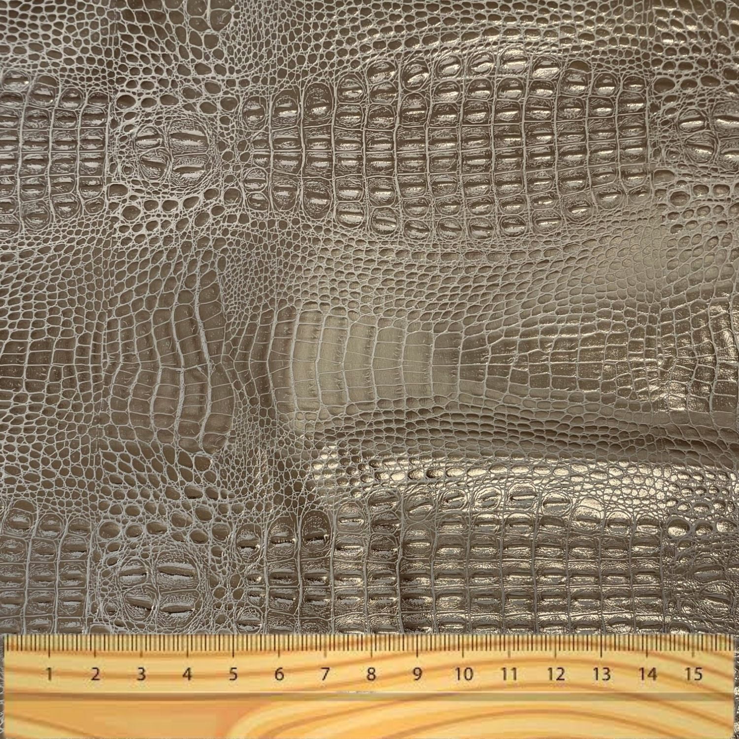 Waverly Inspirations Faux Leather Crocodile 2-Tone Print Upholstery Fabric, White/Gold, 52 in, By the Yard